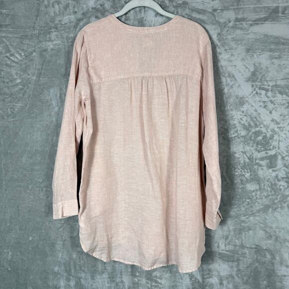 Sigrid Olsen Tunic Top Medium Pink Linen Button up - Picture 13 of 13